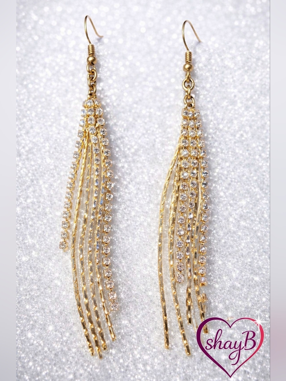 Gold Crystal Fringe Drop Earrings - Gold